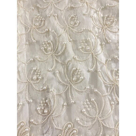 Vintage Gloria Vanderbilt Women's Ivory Lace Beaded Wedding Dress - 1XL - Picture 2 of 13